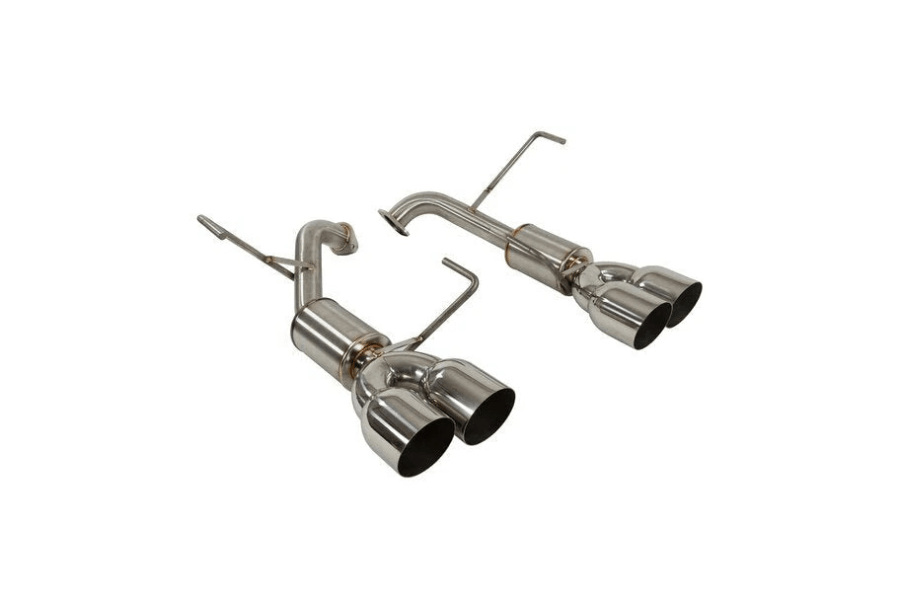 Nameless Performance Axle Back Exhaust 5inch Mufflers Polished 4inch Staggered Single Wall Slash Cut Tips - JXR Performance