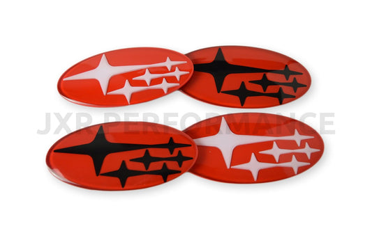 2008-2014 Subaru WRX/STI Front and Rear Red Emblems - Sedan Only [JXR Performance] - JXR Performance