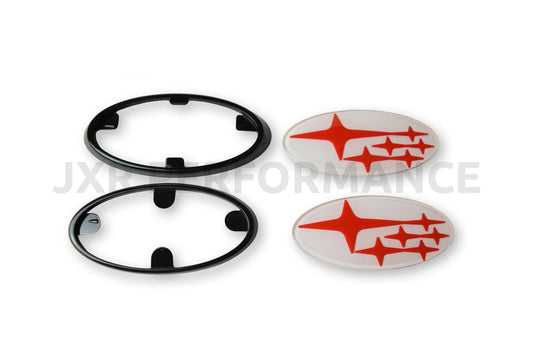 2008-2014 Subaru WRX/STI Front and Rear White Emblems - Sedan Only [JXR Performance] - JXR Performance