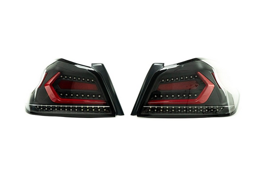 OLM Evolution Tail Lights Clear Lens, Black Base, Red Bar Subaru WRX/STI 2015-2021